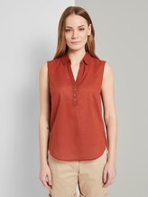 Ärmellose Henley-Bluse mit Seitenschlitzen - Frauen - Goji Orange Ärmellose Henley-Bluse mit Seitenschlitzen - Frauen - Goji Orange - 1 - TOM TAILOR