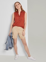 Ärmellose Henley-Bluse mit Seitenschlitzen - Frauen - Goji Orange Ärmellose Henley-Bluse mit Seitenschlitzen - Frauen - Goji Orange - 3 - TOM TAILOR