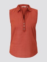 Ärmellose Henley-Bluse mit Seitenschlitzen - Frauen - Goji Orange Ärmellose Henley-Bluse mit Seitenschlitzen - Frauen - Goji Orange - 7 - TOM TAILOR