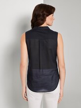 Sleeveless Henley blouse with side slits - Women - Deep Black Sleeveless Henley blouse with side slits - Women - Deep Black - 2 - TOM TAILOR