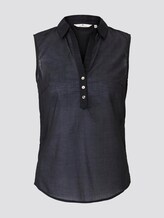 Sleeveless Henley blouse with side slits - Women - Deep Black Sleeveless Henley blouse with side slits - Women - Deep Black - 7 - TOM TAILOR