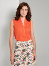 Ärmellose Henley-Bluse mit Seitenschlitzen - Frauen - strong flame orange Ärmellose Henley-Bluse mit Seitenschlitzen - Frauen - strong flame orange - 1 - TOM TAILOR