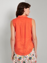 Ärmellose Henley-Bluse mit Seitenschlitzen - Frauen - strong flame orange Ärmellose Henley-Bluse mit Seitenschlitzen - Frauen - strong flame orange - 2 - TOM TAILOR