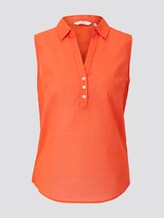 Ärmellose Henley-Bluse mit Seitenschlitzen - Frauen - strong flame orange Ärmellose Henley-Bluse mit Seitenschlitzen - Frauen - strong flame orange - 7 - TOM TAILOR