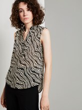 Ärmellose Henley-Bluse mit Seitenschlitzen - Frauen - black wavy design Ärmellose Henley-Bluse mit Seitenschlitzen - Frauen - black wavy design - 5 - TOM TAILOR