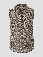 Ärmellose Henley-Bluse mit Seitenschlitzen - Frauen - black wavy design Ärmellose Henley-Bluse mit Seitenschlitzen - Frauen - black wavy design - 7 - TOM TAILOR
