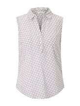 TOM TAILOR Damen Ärmellose Henley-Bluse mit Seitenschlitzen, weiß, unifarben, Gr.42