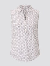 Ärmellose Henley-Bluse mit Seitenschlitzen - Frauen - white geometric design Ärmellose Henley-Bluse mit Seitenschlitzen - Frauen - white geometric design - 7 - TOM TAILOR