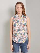 Ärmellose Henley-Bluse mit Seitenschlitzen - Frauen - white watercolor flower design Ärmellose Henley-Bluse mit Seitenschlitzen - Frauen - white watercolor flower design - 1 - TOM TAILOR