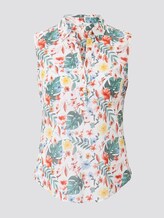 Ärmellose Henley-Bluse mit Seitenschlitzen - Frauen - white watercolor flower design Ärmellose Henley-Bluse mit Seitenschlitzen - Frauen - white watercolor flower design - 7 - TOM TAILOR