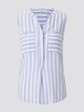 Sleeveless Henley blouse with stripes - Women - bleu offwhite vertical stripe Sleeveless Henley blouse with stripes - Women - bleu offwhite vertical stripe - 7 - TOM TAILOR