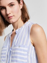 Sleeveless Henley blouse with stripes - Women - bleu offwhite vertical stripe Sleeveless Henley blouse with stripes - Women - bleu offwhite vertical stripe - 9 - TOM TAILOR