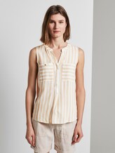 Ärmellose Henley-Bluse mit Streifenmusterung - Frauen - beige offwhite vertical stripe Ärmellose Henley-Bluse mit Streifenmusterung - Frauen - beige offwhite vertical stripe - 1 - TOM TAILOR