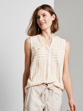 Ärmellose Henley-Bluse mit Streifenmusterung - Frauen - beige offwhite vertical stripe Ärmellose Henley-Bluse mit Streifenmusterung - Frauen - beige offwhite vertical stripe - 5 - TOM TAILOR