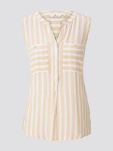 Ärmellose Henley-Bluse mit Streifenmusterung - Frauen - beige offwhite vertical stripe Ärmellose Henley-Bluse mit Streifenmusterung - Frauen - beige offwhite vertical stripe - 7 - TOM TAILOR