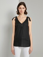 Blusen-Top mit Knotendetail und Knöpfung - Frauen - Deep Black Blusen-Top mit Knotendetail und Knöpfung - Frauen - Deep Black - 1 - TOM TAILOR