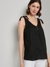 Blusen-Top mit Knotendetail und Knöpfung - Frauen - Deep Black Blusen-Top mit Knotendetail und Knöpfung - Frauen - Deep Black - 5 - TOM TAILOR