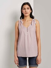 Blusen-Top mit Knotendetail und Knöpfung - Frauen - brown white vertical stripe Blusen-Top mit Knotendetail und Knöpfung - Frauen - brown white vertical stripe - 1 - TOM TAILOR