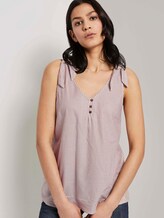 Blusen-Top mit Knotendetail und Knöpfung - Frauen - brown white vertical stripe Blusen-Top mit Knotendetail und Knöpfung - Frauen - brown white vertical stripe - 5 - TOM TAILOR