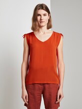 Ärmellose Bluse mit Schulterdetail - Frauen - strong flame orange Ärmellose Bluse mit Schulterdetail - Frauen - strong flame orange - 1 - TOM TAILOR