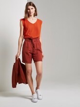 Ärmellose Bluse mit Schulterdetail - Frauen - strong flame orange Ärmellose Bluse mit Schulterdetail - Frauen - strong flame orange - 3 - TOM TAILOR