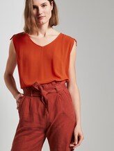 Ärmellose Bluse mit Schulterdetail - Frauen - strong flame orange Ärmellose Bluse mit Schulterdetail - Frauen - strong flame orange - 5 - TOM TAILOR