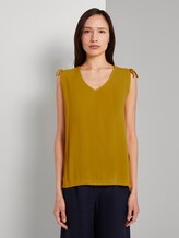 Ärmellose Bluse mit Schulterdetail - Frauen - deep golden yellow Ärmellose Bluse mit Schulterdetail - Frauen - deep golden yellow - 1 - TOM TAILOR