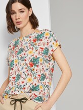 Gemusterte Kurzarm-Bluse mit Rückendetail - Frauen - white watercolor flower design Gemusterte Kurzarm-Bluse mit Rückendetail - Frauen - white watercolor flower design - 5 - TOM TAILOR