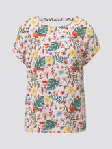 Gemusterte Kurzarm-Bluse mit Rückendetail - Frauen - white watercolor flower design Gemusterte Kurzarm-Bluse mit Rückendetail - Frauen - white watercolor flower design - 7 - TOM TAILOR