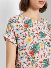 Gemusterte Kurzarm-Bluse mit Rückendetail - Frauen - white watercolor flower design Gemusterte Kurzarm-Bluse mit Rückendetail - Frauen - white watercolor flower design - 9 - TOM TAILOR