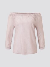 Off-the-shoulder Carmen blouse with knotted details - Women - brown white vertical stripe Off-the-shoulder Carmen blouse with knotted details - Women - brown white vertical stripe - 7 - TOM TAILOR