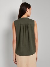 Ärmellose Hemdbluse aus Leinengemisch - Frauen - Woodland Green Ärmellose Hemdbluse aus Leinengemisch - Frauen - Woodland Green - 2 - TOM TAILOR
