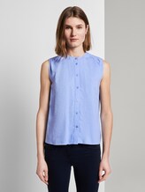 Ärmellose Hemdbluse aus Leinengemisch - Frauen - Parisienne Blue Ärmellose Hemdbluse aus Leinengemisch - Frauen - Parisienne Blue - 1 - TOM TAILOR