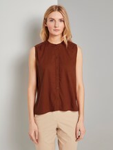 Ärmellose Hemdbluse aus Leinengemisch - Frauen - Goji Orange Ärmellose Hemdbluse aus Leinengemisch - Frauen - Goji Orange - 1 - TOM TAILOR