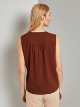 Ärmellose Hemdbluse aus Leinengemisch - Frauen - Goji Orange Ärmellose Hemdbluse aus Leinengemisch - Frauen - Goji Orange - 2 - TOM TAILOR