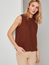 Ärmellose Hemdbluse aus Leinengemisch - Frauen - Goji Orange Ärmellose Hemdbluse aus Leinengemisch - Frauen - Goji Orange - 5 - TOM TAILOR