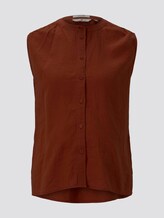 Ärmellose Hemdbluse aus Leinengemisch - Frauen - Goji Orange Ärmellose Hemdbluse aus Leinengemisch - Frauen - Goji Orange - 7 - TOM TAILOR