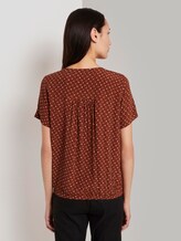 Gemusterte Kurzarm-Bluse in Wickeloptik - Frauen - brown geometric design Gemusterte Kurzarm-Bluse in Wickeloptik - Frauen - brown geometric design - 2 - TOM TAILOR