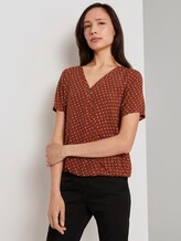 Gemusterte Kurzarm-Bluse in Wickeloptik - Frauen - brown geometric design Gemusterte Kurzarm-Bluse in Wickeloptik - Frauen - brown geometric design - 5 - TOM TAILOR