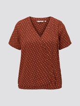Gemusterte Kurzarm-Bluse in Wickeloptik - Frauen - brown geometric design Gemusterte Kurzarm-Bluse in Wickeloptik - Frauen - brown geometric design - 7 - TOM TAILOR