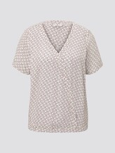Patterned short-sleeved blouse in a wrap look - Women - white geometric design Patterned short-sleeved blouse in a wrap look - Women - white geometric design - 7 - TOM TAILOR