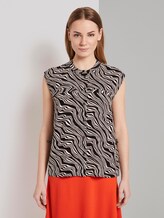 Patterned box-shaped blouse - Women - black wavy design Patterned box-shaped blouse - Women - black wavy design - 1 - TOM TAILOR