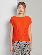 Blouse top with pleated details - Women - strong flame orange Blouse top with pleated details - Women - strong flame orange - 1 - TOM TAILOR