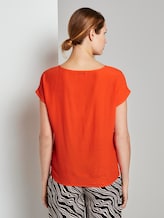 Blouse top with pleated details - Women - strong flame orange Blouse top with pleated details - Women - strong flame orange - 2 - TOM TAILOR