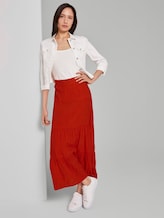 High-Waist Maxirock mit Volants - Frauen - strong flame orange High-Waist Maxirock mit Volants - Frauen - strong flame orange - 3 - TOM TAILOR
