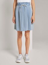 Striped mini skirt with pleated details - Women - blue white stripe Striped mini skirt with pleated details - Women - blue white stripe - 1 - TOM TAILOR Denim