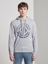 Hoodie mit Print - Männer - Light Stone Grey Melange Hoodie mit Print - Männer - Light Stone Grey Melange - 1 - TOM TAILOR Denim