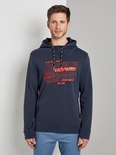 Eingefärbter Hoodie mit Print - Männer - Black Iris Blue Eingefärbter Hoodie mit Print - Männer - Black Iris Blue - 1 - TOM TAILOR