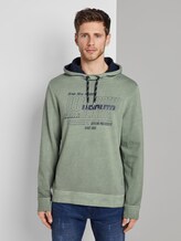 Coloured hoodie with a print - Men - Pale Bark Green Coloured hoodie with a print - Men - Pale Bark Green - 1 - TOM TAILOR