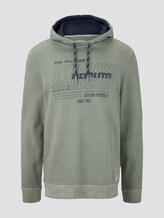 Coloured hoodie with a print - Men - Pale Bark Green Coloured hoodie with a print - Men - Pale Bark Green - 7 - TOM TAILOR